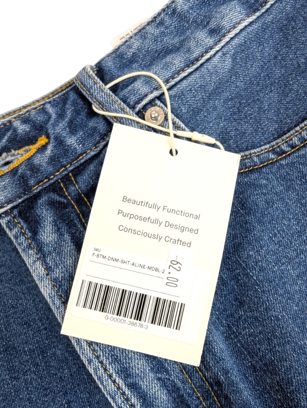 Everlane Blue Denim Shorts A-Line High Rise Ocean Medium Wash Size 29R - Picture 10 of 10